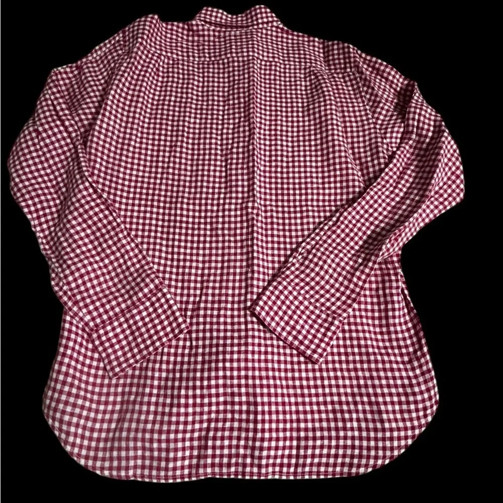 J. Crew Red and White Checkered Casual Shirt